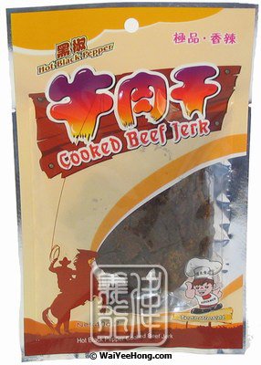 Cooked Beef Jerky (Hot Black Pepper) (黑椒牛肉乾) - Click Image to Close