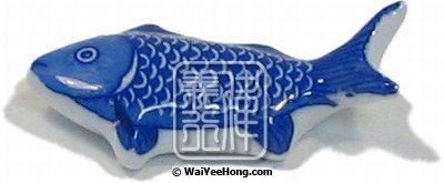 Chopstick Rest (Fish Pattern) (藍魚筷子架) - Click Image to Close