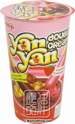 Yan Yan Double Cream Biscuit Dipper (Strawberry & Chocolate) (明治雙重口味欣欣杯) - Click Image to Close