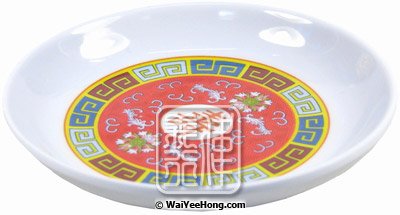 8.5cm Plastic Sauce Dish (Oriental Red Pattern) (3.5寸紅萬壽汁碟) - Click Image to Close
