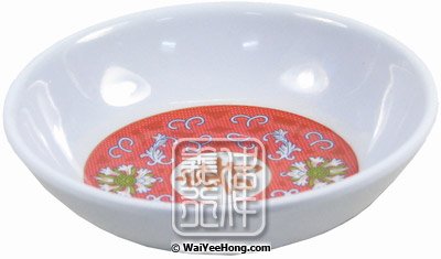 7cm Plastic Sauce Dish (Oriental Red Pattern) (2.8寸紅萬壽膠汁碟) - Click Image to Close