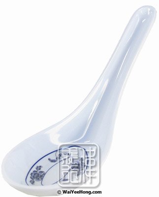 Plastic Spoon (Floral Pattern) (藍花膠匙羹) - Click Image to Close