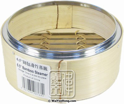 6.5" Bamboo Steamer Base With Metal Rim (6.5寸鋼圈竹蒸籠) - Click Image to Close