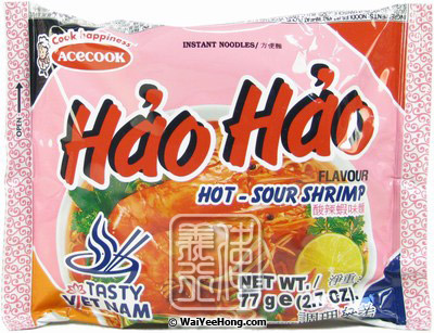 Hao Hao Instant Noodles (Sour Hot Shrimp Mi Tom Chua Cay) (越南酸辣蝦麵) - Click Image to Close